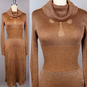 Wenjilli : Copper Metallic Knit Dress